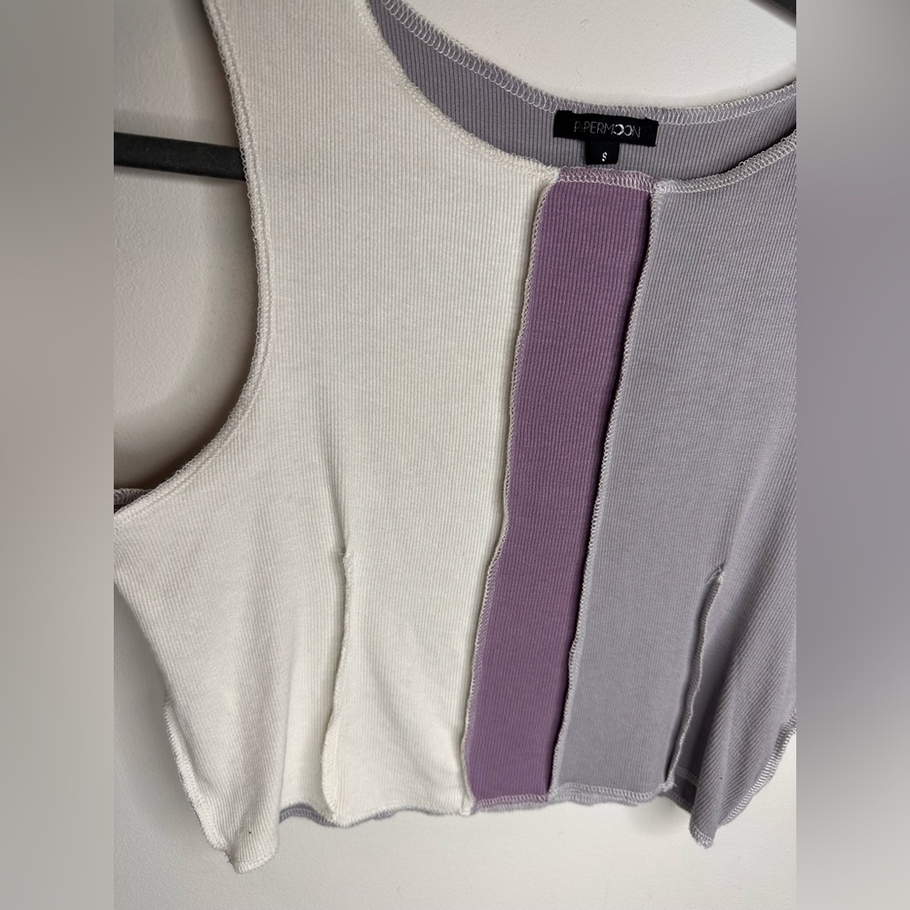 Papermoon Color-block ribbed crop tank top - Picture 3 of 10